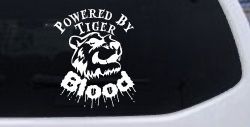 Powered By Tiger Blood Funny Car or Truck Window Decal Sticker