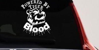 Powered By Tiger Blood Decal Sticker Funny Car Truck Window Vinyl