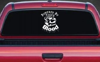 Powered By Tiger Blood Funny Car or Truck Window Decal Sticker