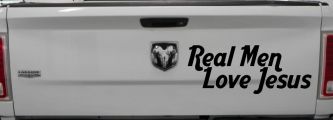 Real Men Love Jesus Christian Car or Truck Window Decal Sticker (Black)