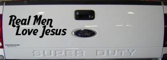 Real Men Love Jesus Christian Car or Truck Window Decal Sticker (Black)