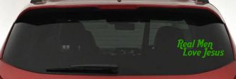 Real Men Love Jesus Christian Car or Truck Window Decal Sticker (Lime)