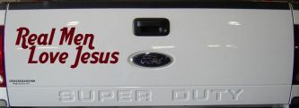 Real Men Love Jesus Christian Car or Truck Window Decal Sticker (Purple Red)