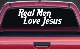 Real Men Love Jesus Christian Car or Truck Window Decal Sticker