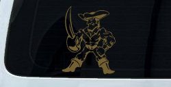 Pirate With Sword Car or Truck Window Decal Sticker (Gold)