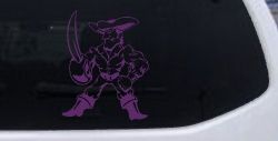 Pirate With Sword Car or Truck Window Decal Sticker (Violet)
