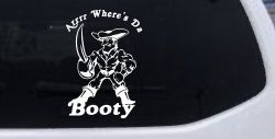 Pirate Wheres Da Booty Funny Car or Truck Window Decal Sticker