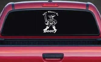 Pirate Wheres Da Booty Funny Car or Truck Window Decal Sticker