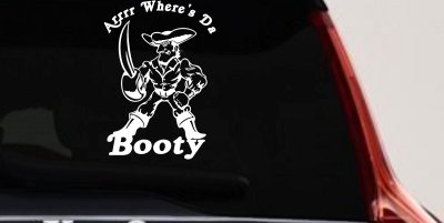 Pirate Wheres Da Booty Funny Car Truck Window Vinyl Decal Sticker