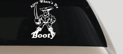 Pirate Wheres Da Booty Funny Car Truck Window Vinyl Decal Sticker