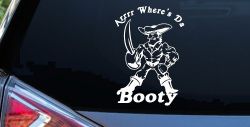 Pirate Wheres Da Booty Funny Car or Truck Window Decal Sticker