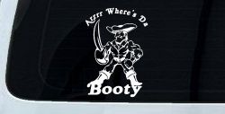 Pirate Wheres Da Booty Funny Car or Truck Window Decal Sticker
