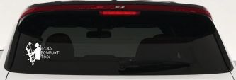 Girls Bow Hunt Too Hunting Car or Truck Window Decal Sticker (White)