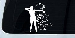 Girls Bow Hunt Too Bowhunter Hunting Car or Truck Window Decal Sticker