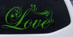 Love Swirl With Hearts Car or Truck Window Decal Sticker (Lime)
