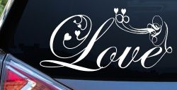 Love Swirl With Hearts Car or Truck Window Decal Sticker