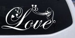 Love Swirl With Hearts Car or Truck Window Decal Sticker