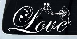 Love Swirl With Hearts Car or Truck Window Decal Sticker
