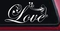 Love Swirl With Hearts Car or Truck Window Decal Sticker