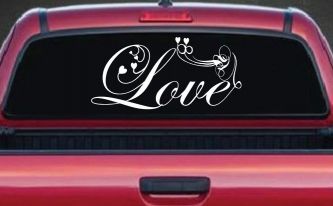 Love Swirl With Hearts Car or Truck Window Decal Sticker