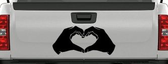 Hands In Shape Of Heart Love Car or Truck Window Decal Sticker (Black)