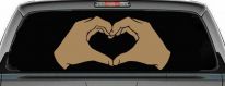 Hands In Shape Of Heart Love Car or Truck Window Decal Sticker (Light Brown)