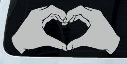 Heart Hands Car Truck Window Decal Sticker Love Vinyl (Light Gray)