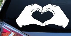 Hands In Shape Of Heart Love Car or Truck Window Decal Sticker