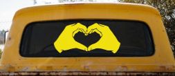 Hands In Shape Of Heart Love Car or Truck Window Decal Sticker (Yellow)