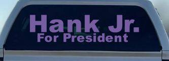 Hank Jr For President Country Car or Truck Window Decal Sticker (Purple)