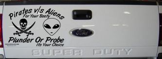 Pirates Verses Aliens Funny Car or Truck Window Decal Sticker (Black)