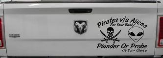 Pirates Verses Aliens Funny Car or Truck Window Decal Sticker (Black)