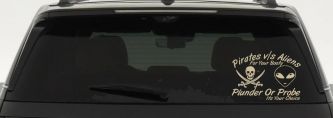 Pirates Verses Aliens Funny Car or Truck Window Decal Sticker (Desert Sand)