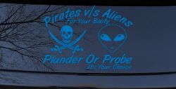 Pirates Verses Aliens Funny Car or Truck Window Decal Sticker (Sky Blue)