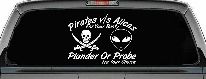 Pirates Verses Aliens Funny Car or Truck Window Decal Sticker