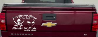 Pirates Verses Aliens Funny Car or Truck Window Decal Sticker (White)