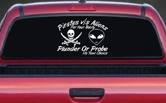 Pirates Verses Aliens Funny Car or Truck Window Decal Sticker
