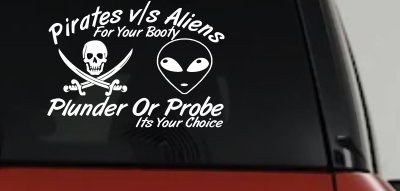 Pirates vs Aliens Funny Decal Sticker for Car Truck Window