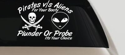 Pirates vs Aliens Funny Decal Sticker for Car Truck Window