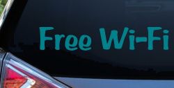 Free Wi-Fi Store Window Lettering Business Car or Truck Window Decal Sticker (Turquoise Blue)