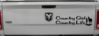 Country Girl Country Life With Horse Car or Truck Window Decal Sticker (Black)