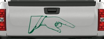 Pointing Hand Business Window Lettering Sign Car or Truck Window Decal Sticker (Dark Green)
