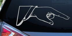 Pointing Hand Business Window Decal Sticker Car Truck Vinyl Sign (Light Gray)