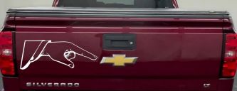 Pointing Hand Business Window Lettering Sign Car or Truck Window Decal Sticker (White)