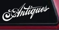 Antiques Swirl Store Window Lettering Business Car or Truck Window Decal Sticker