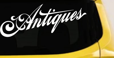 Antiques Swirl Decal Custom Business Storefront Car Truck Window Sticker