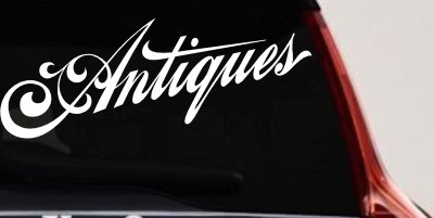 Antiques Swirl Decal Custom Business Storefront Car Truck Window Sticker