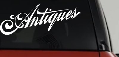 Antiques Swirl Decal Custom Business Storefront Car Truck Window Sticker