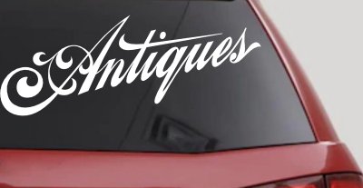 Antiques Swirl Decal Custom Business Storefront Car Truck Window Sticker
