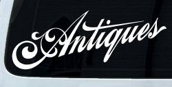 Antiques Swirl Store Window Lettering Business Car or Truck Window Decal Sticker